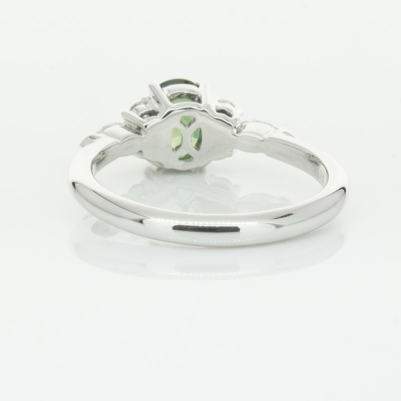 18ct White Gold Green Sapphire & Diamond Oriana Ring-Ring-Walker & Hall
