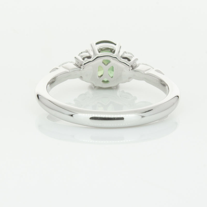 18ct White Gold Green Sapphire & Diamond Oriana Ring-Ring-Walker & Hall