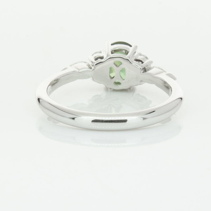 18ct White Gold Green Sapphire & Diamond Oriana Ring-Ring-Walker & Hall
