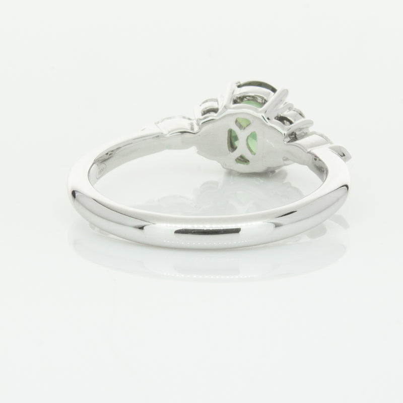 18ct White Gold Green Sapphire & Diamond Oriana Ring-Ring-Walker & Hall