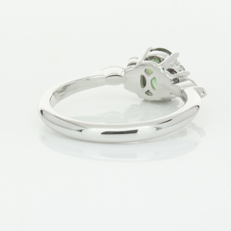 18ct White Gold Green Sapphire & Diamond Oriana Ring-Ring-Walker & Hall