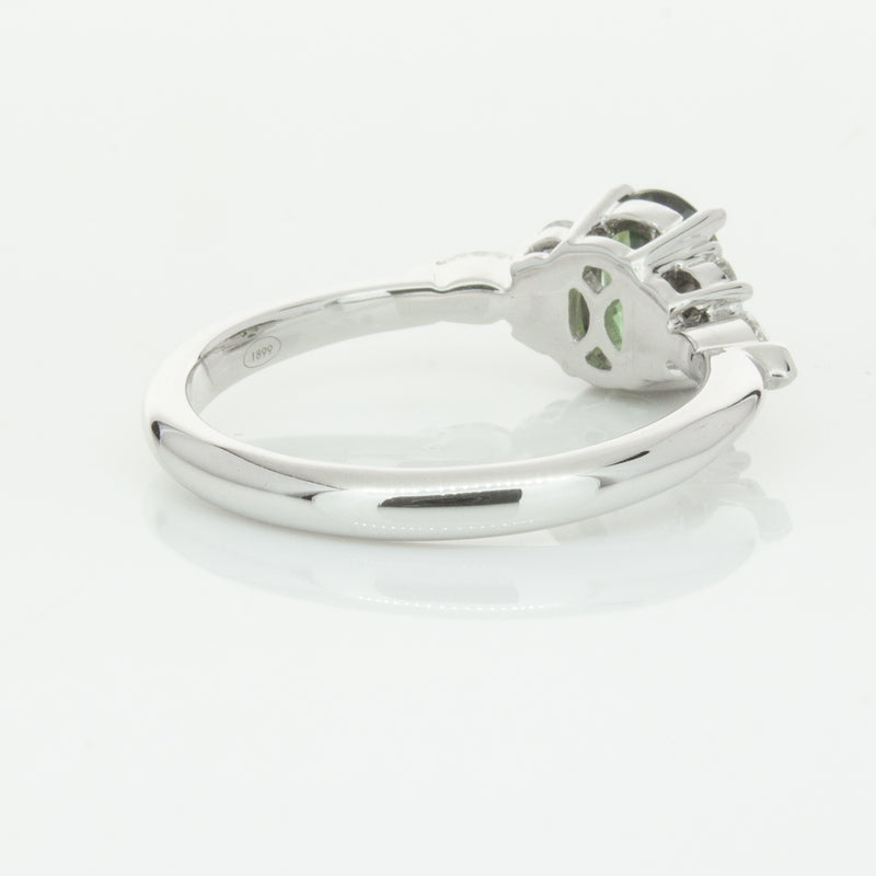 18ct White Gold Green Sapphire & Diamond Oriana Ring-Ring-Walker & Hall