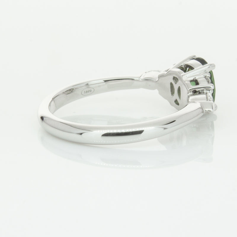 18ct White Gold Green Sapphire & Diamond Oriana Ring-Ring-Walker & Hall