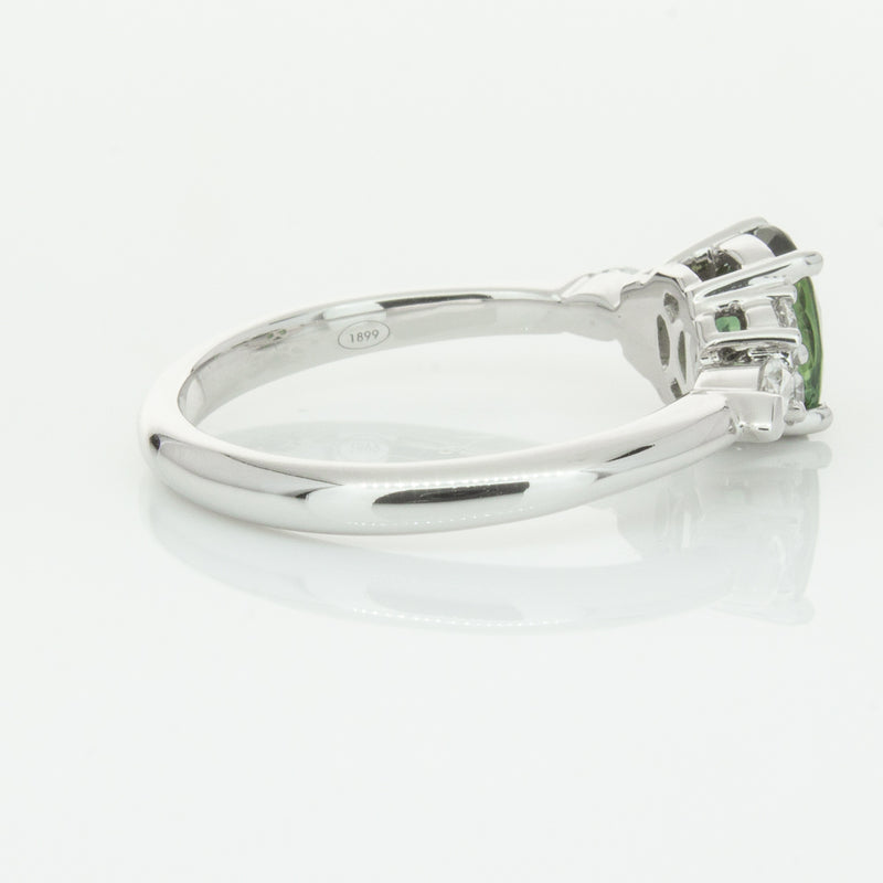 18ct White Gold Green Sapphire & Diamond Oriana Ring-Ring-Walker & Hall