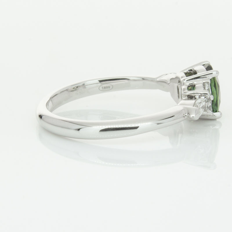 18ct White Gold Green Sapphire & Diamond Oriana Ring-Ring-Walker & Hall