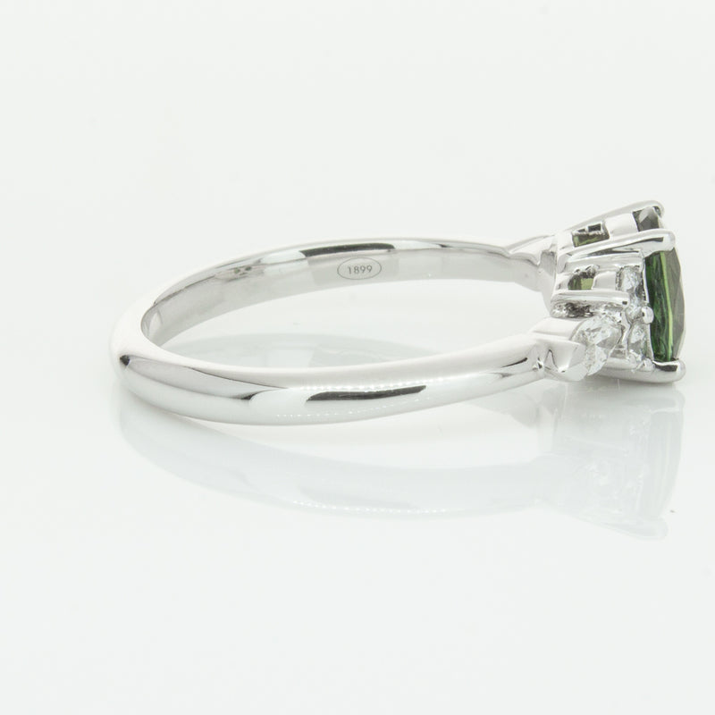 18ct White Gold Green Sapphire & Diamond Oriana Ring-Ring-Walker & Hall