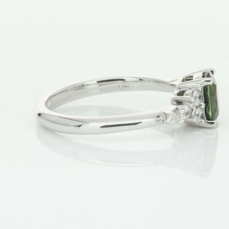18ct White Gold Green Sapphire & Diamond Oriana Ring-Ring-Walker & Hall