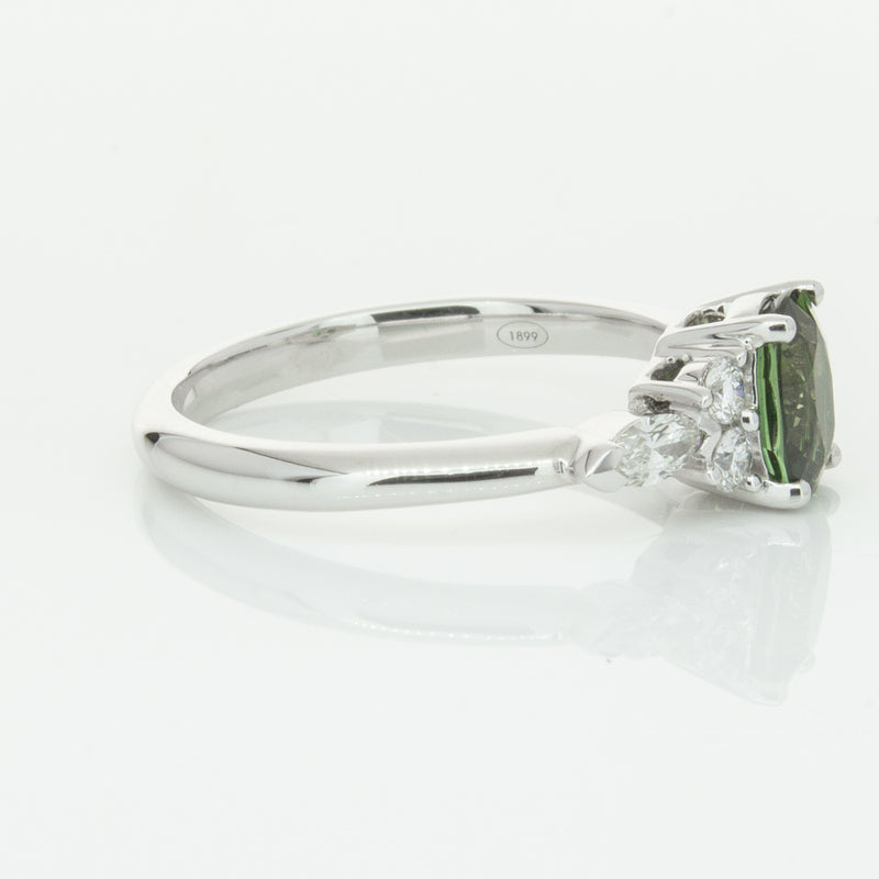 18ct White Gold Green Sapphire & Diamond Oriana Ring-Ring-Walker & Hall