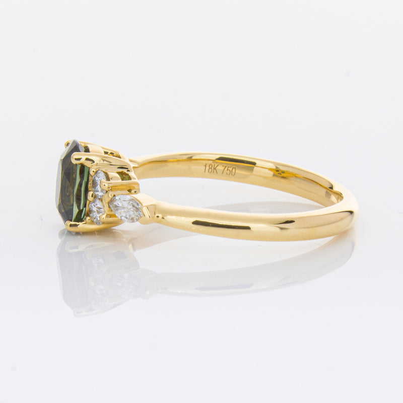 18ct Yellow Gold Green Sapphire & Diamond Oriana Ring-Ring-Walker & Hall