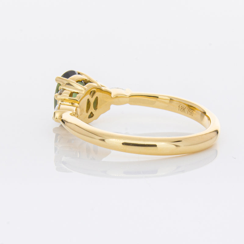 18ct Yellow Gold Green Sapphire & Diamond Oriana Ring-Ring-Walker & Hall