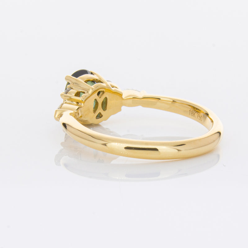 18ct Yellow Gold Green Sapphire & Diamond Oriana Ring-Ring-Walker & Hall