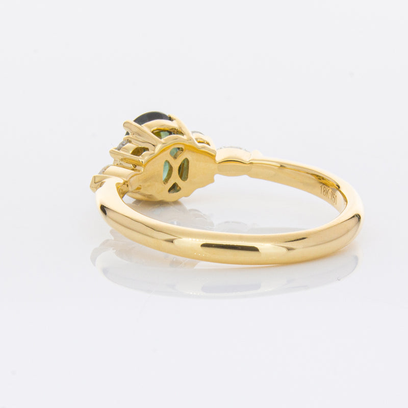 18ct Yellow Gold Green Sapphire & Diamond Oriana Ring-Ring-Walker & Hall