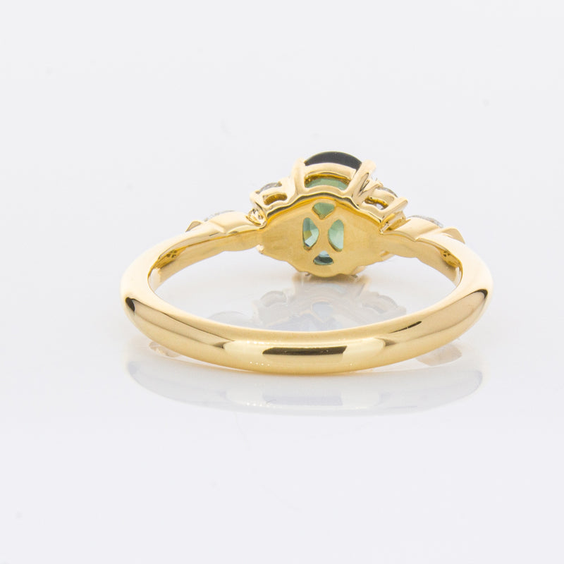 18ct Yellow Gold Green Sapphire & Diamond Oriana Ring-Ring-Walker & Hall