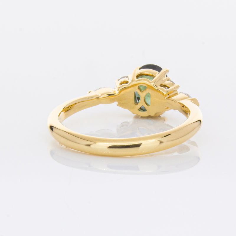 18ct Yellow Gold Green Sapphire & Diamond Oriana Ring-Ring-Walker & Hall