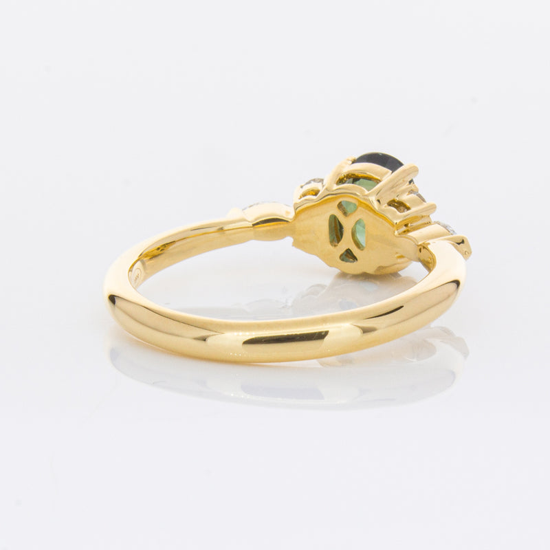 18ct Yellow Gold Green Sapphire & Diamond Oriana Ring-Ring-Walker & Hall