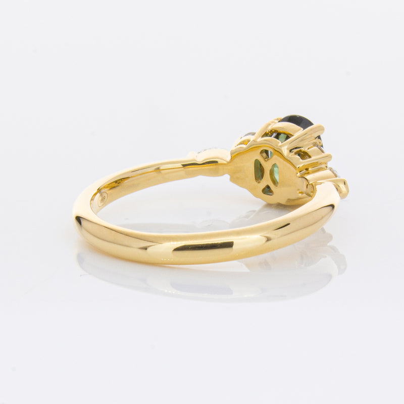 18ct Yellow Gold Green Sapphire & Diamond Oriana Ring-Ring-Walker & Hall
