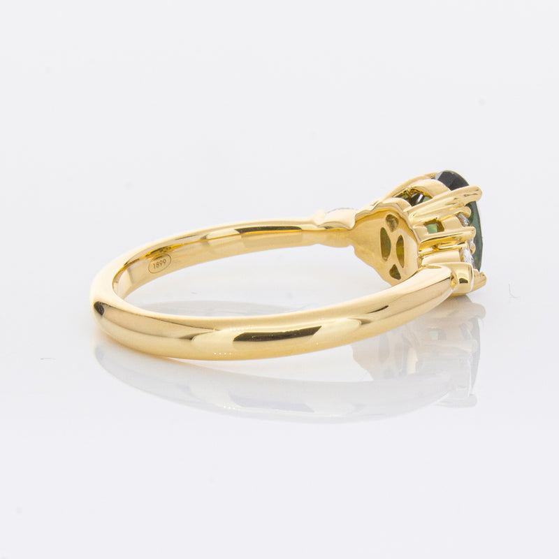 18ct Yellow Gold Green Sapphire & Diamond Oriana Ring-Ring-Walker & Hall