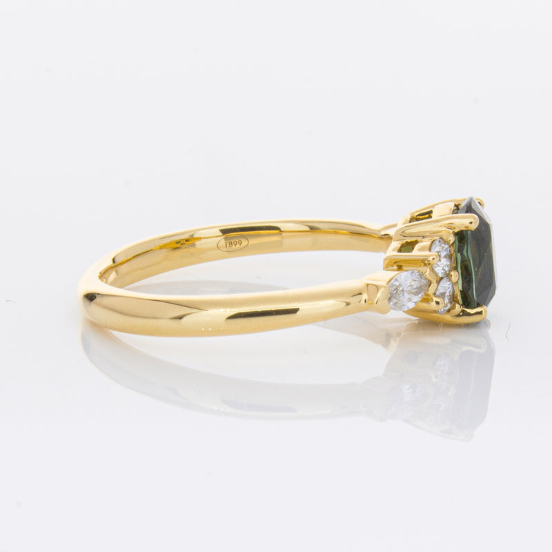 18ct Yellow Gold Green Sapphire & Diamond Oriana Ring-Ring-Walker & Hall