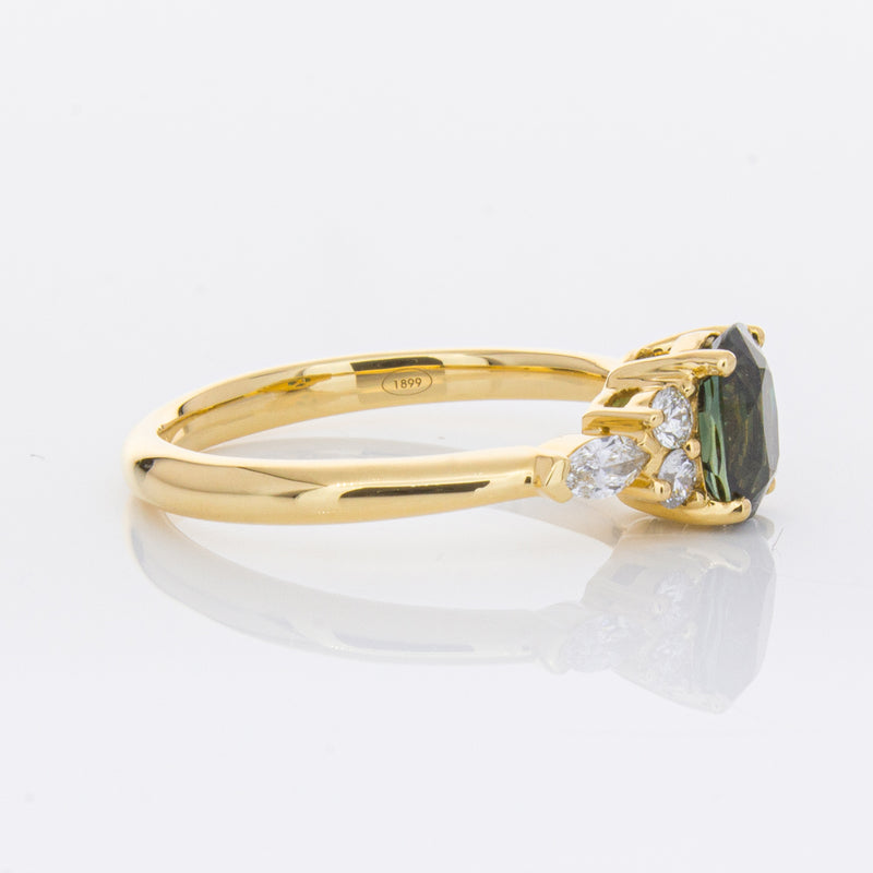 18ct Yellow Gold Green Sapphire & Diamond Oriana Ring-Ring-Walker & Hall