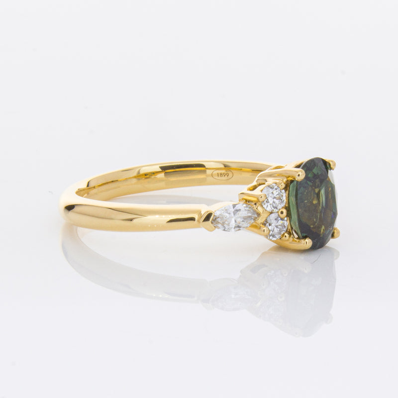 18ct Yellow Gold Green Sapphire & Diamond Oriana Ring-Ring-Walker & Hall