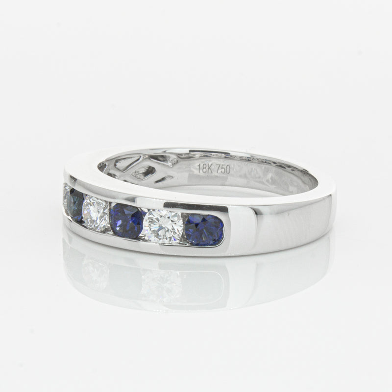 18ct White Gold .50ct Sapphire & Diamond Tigris Ring-Ring-Walker & Hall