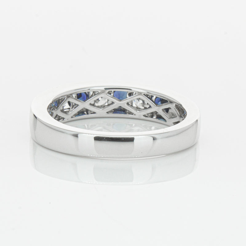 18ct White Gold .50ct Sapphire & Diamond Tigris Ring-Ring-Walker & Hall