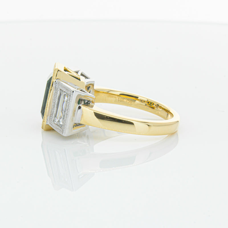 18ct Yellow Gold Emerald & Diamond Ring-Ring-Walker & Hall