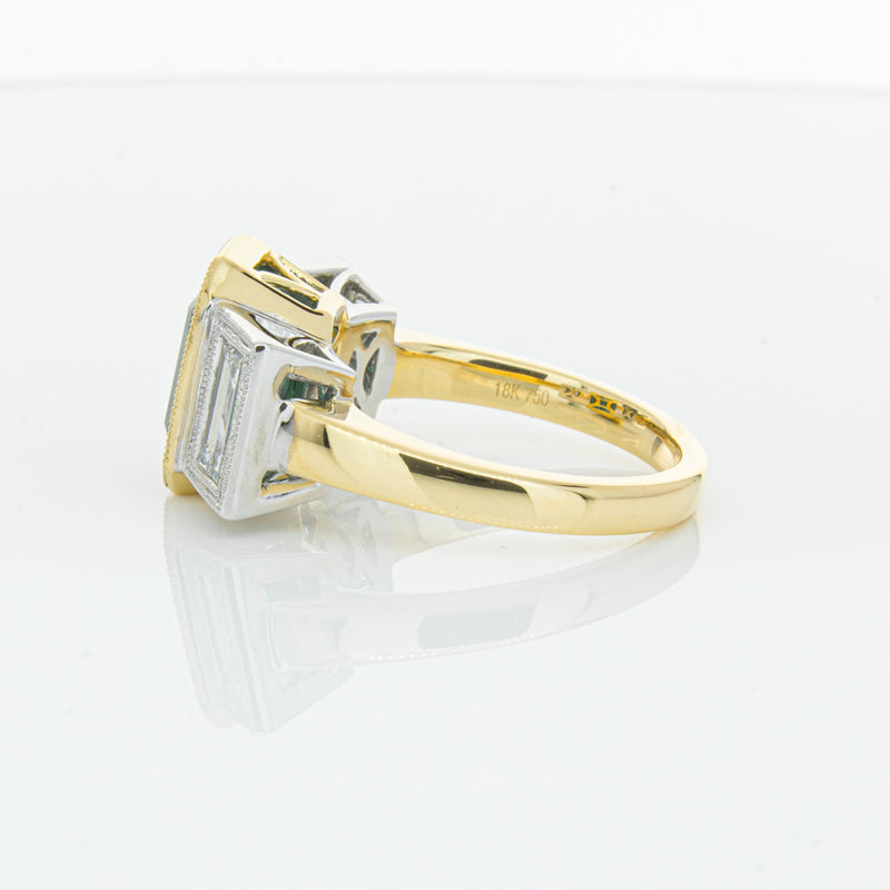 18ct Yellow Gold Emerald & Diamond Ring-Ring-Walker & Hall