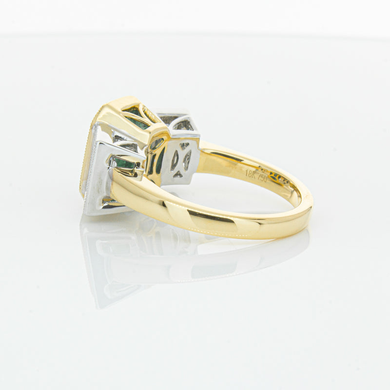 18ct Yellow Gold Emerald & Diamond Ring-Ring-Walker & Hall