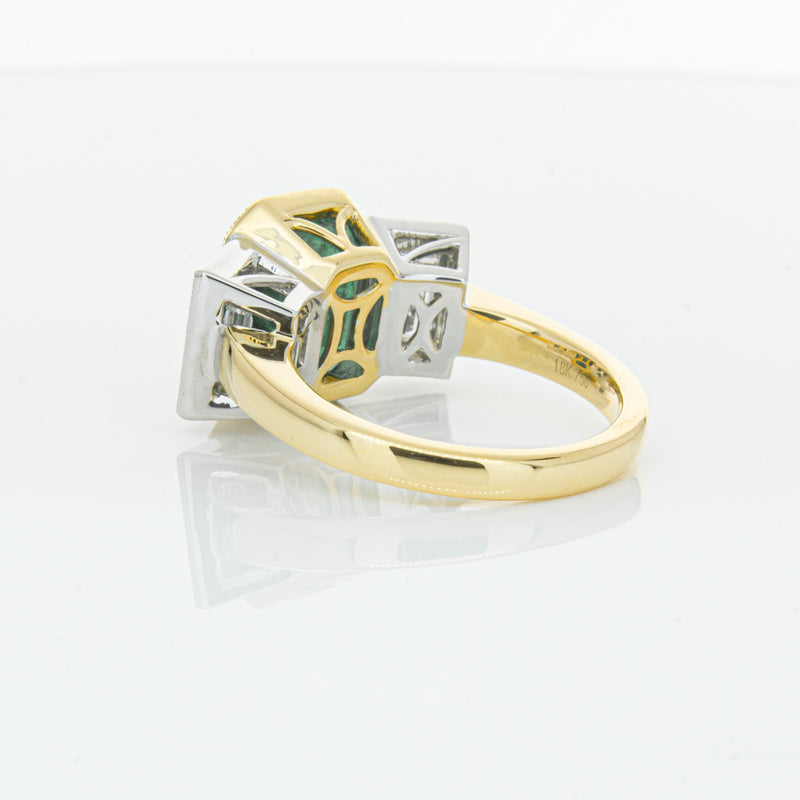 18ct Yellow Gold Emerald & Diamond Ring-Ring-Walker & Hall