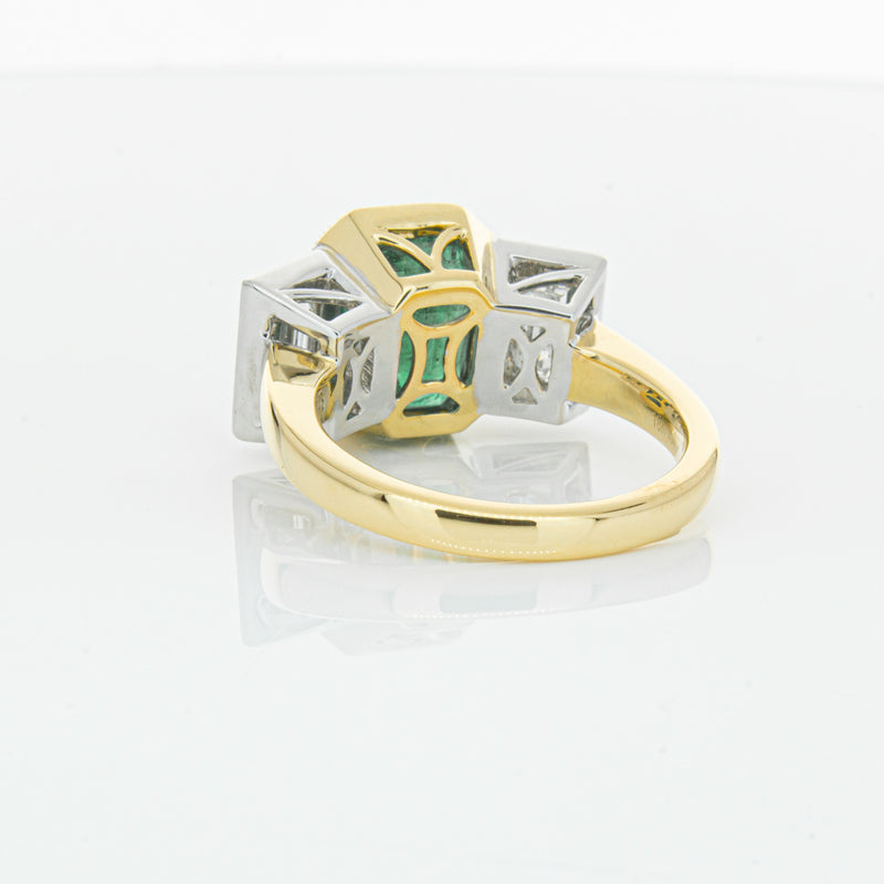 18ct Yellow Gold Emerald & Diamond Ring-Ring-Walker & Hall