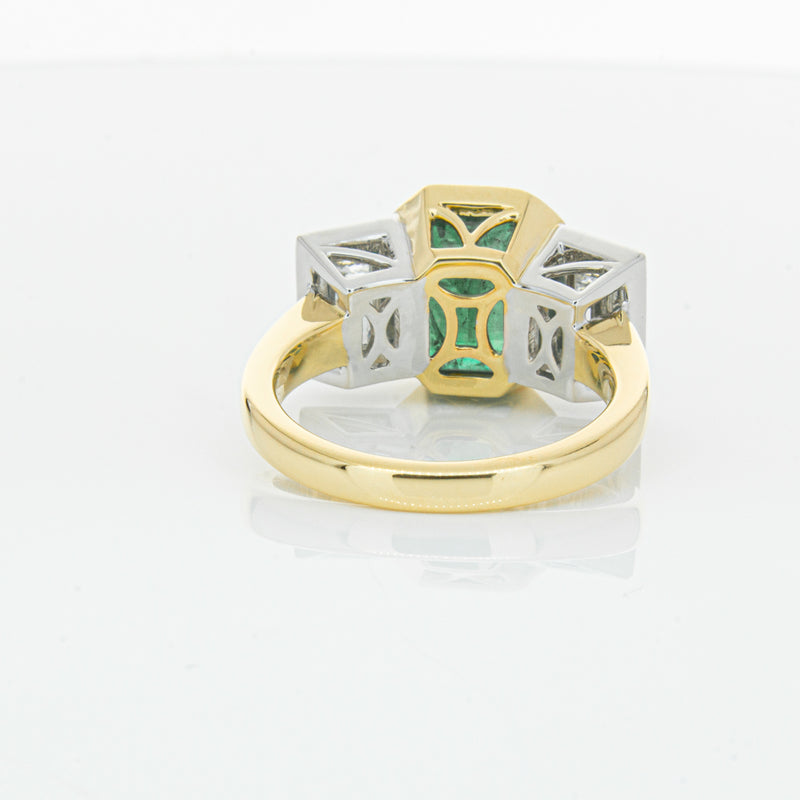 18ct Yellow Gold Emerald & Diamond Ring-Ring-Walker & Hall