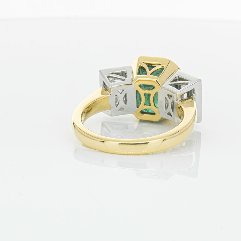 18ct Yellow Gold Emerald & Diamond Ring-Ring-Walker & Hall