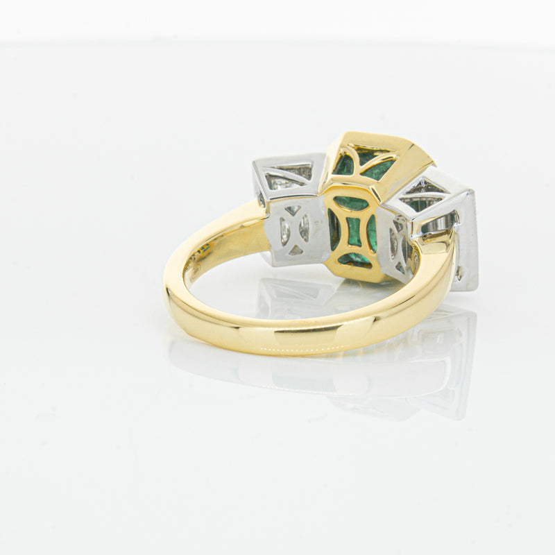 18ct Yellow Gold Emerald & Diamond Ring-Ring-Walker & Hall