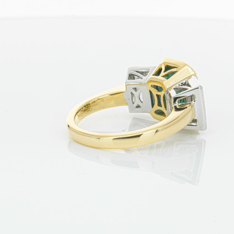 18ct Yellow Gold Emerald & Diamond Ring-Ring-Walker & Hall
