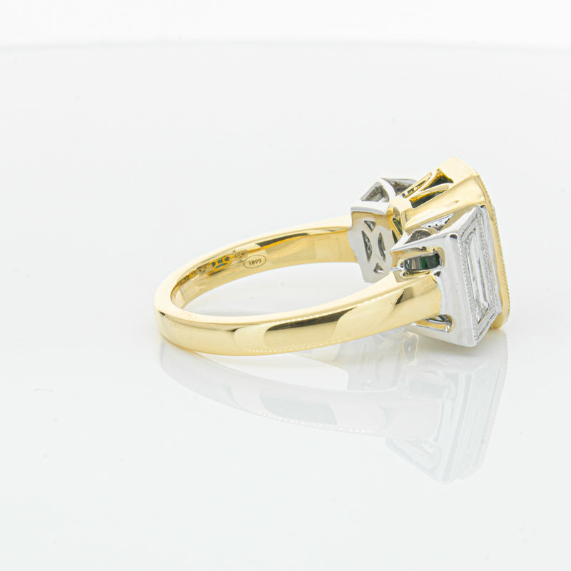 18ct Yellow Gold Emerald & Diamond Ring-Ring-Walker & Hall