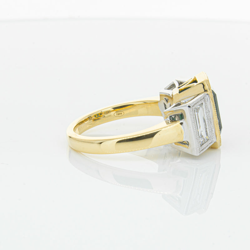 18ct Yellow Gold Emerald & Diamond Ring-Ring-Walker & Hall