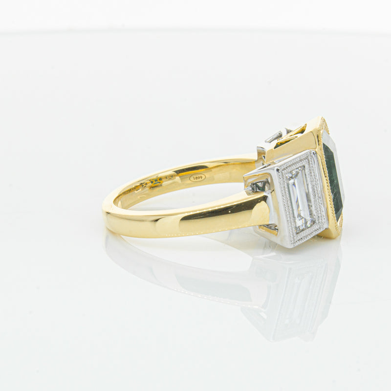 18ct Yellow Gold Emerald & Diamond Ring-Ring-Walker & Hall