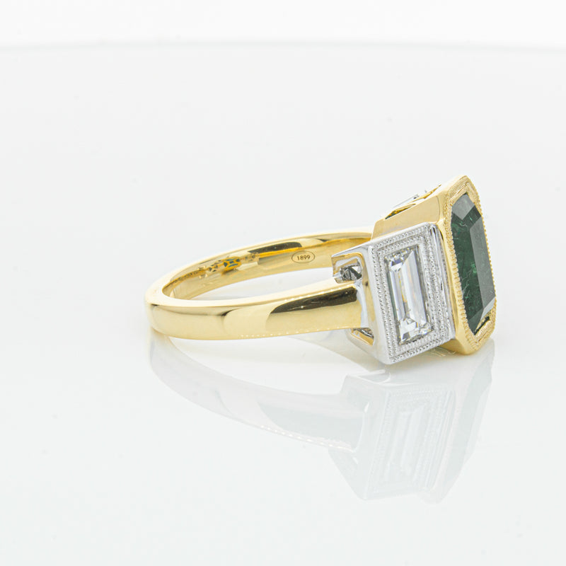18ct Yellow Gold Emerald & Diamond Ring-Ring-Walker & Hall
