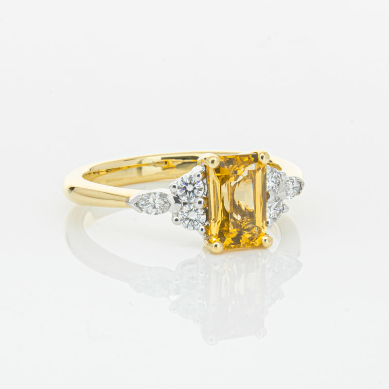 18ct Yellow Gold 1.40ct Golden Sapphire & Diamond Oriana Ring-Ring-Walker & Hall