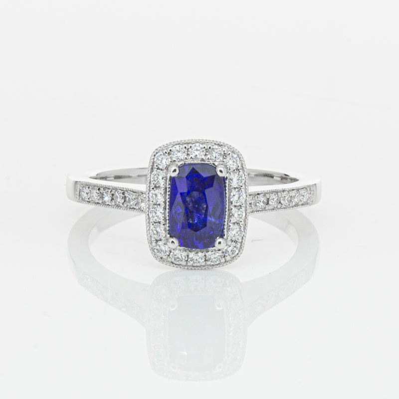 18ct White Gold 1.12ct Sapphire & Diamond Aria Ring-Ring-Walker & Hall