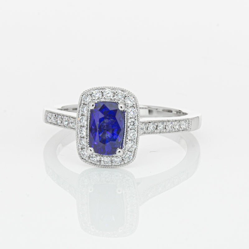 18ct White Gold 1.12ct Sapphire & Diamond Aria Ring-Ring-Walker & Hall
