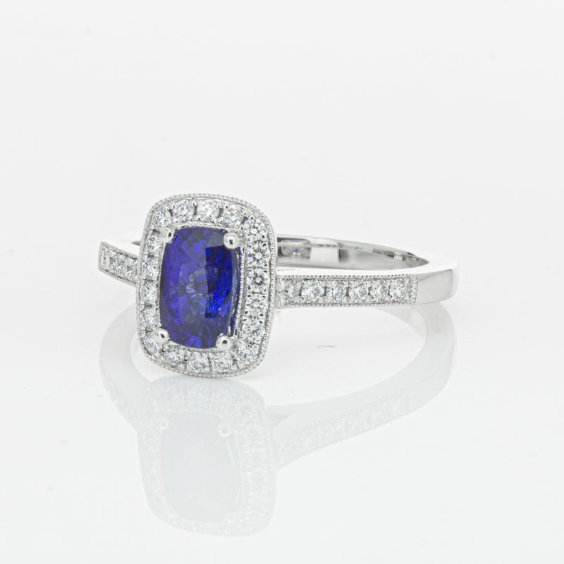 18ct White Gold 1.12ct Sapphire & Diamond Aria Ring-Ring-Walker & Hall