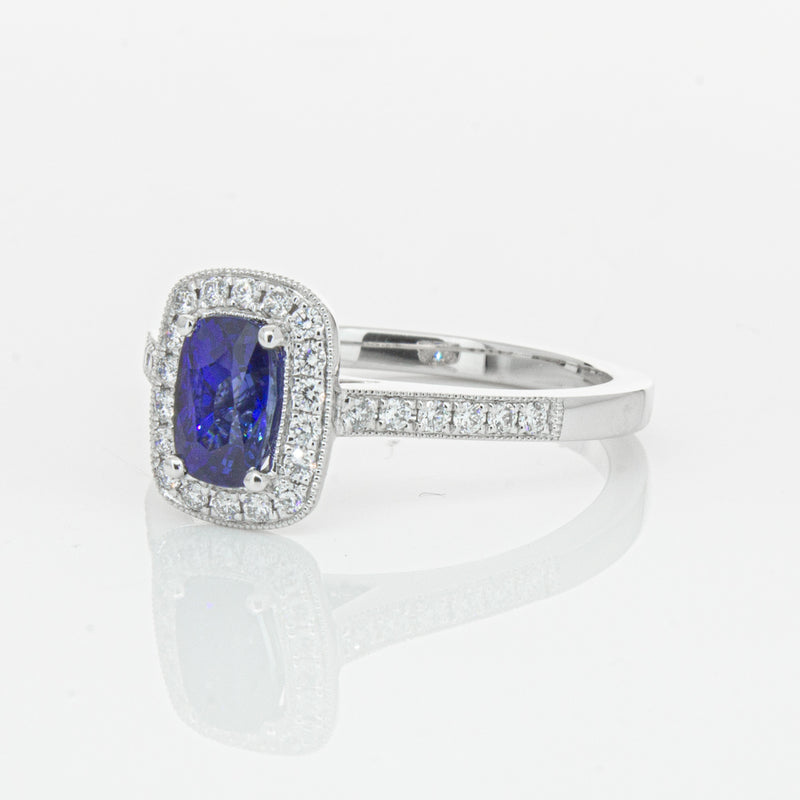 18ct White Gold 1.12ct Sapphire & Diamond Aria Ring-Ring-Walker & Hall