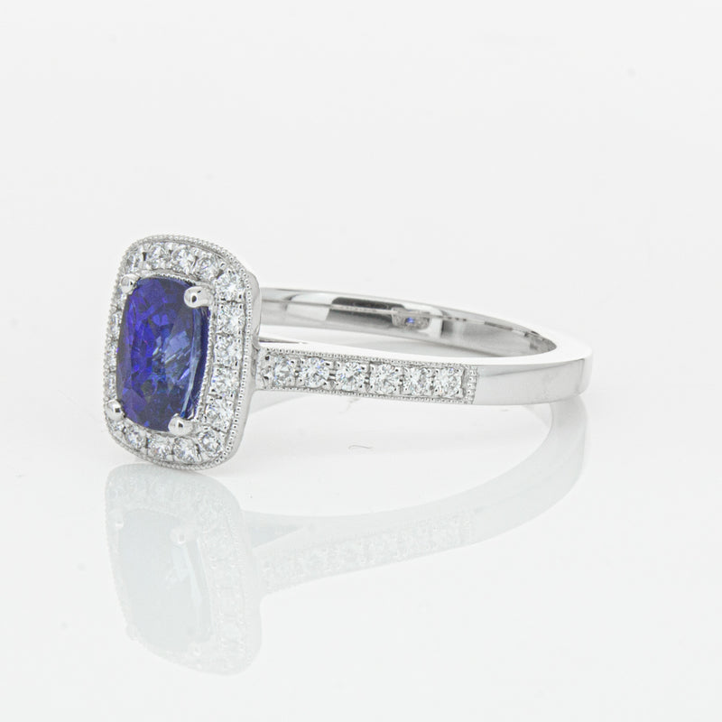 18ct White Gold 1.12ct Sapphire & Diamond Aria Ring-Ring-Walker & Hall