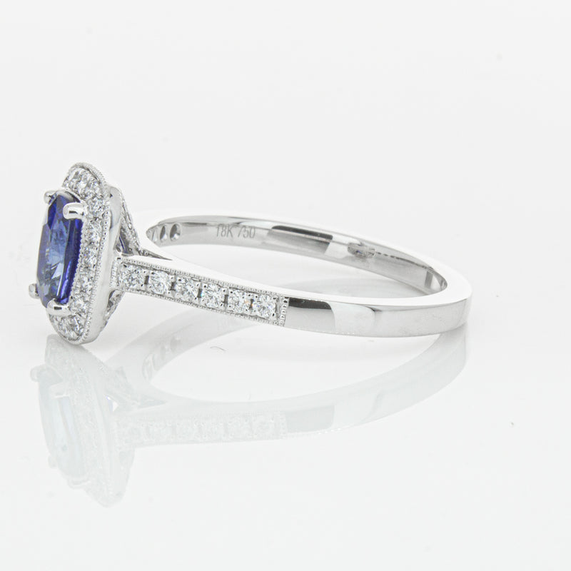18ct White Gold 1.12ct Sapphire & Diamond Aria Ring-Ring-Walker & Hall