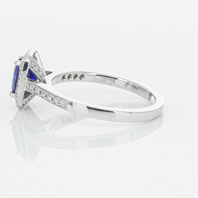18ct White Gold 1.12ct Sapphire & Diamond Aria Ring-Ring-Walker & Hall