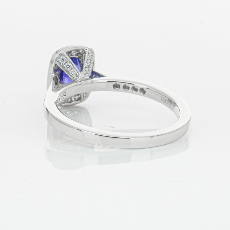 18ct White Gold 1.12ct Sapphire & Diamond Aria Ring-Ring-Walker & Hall