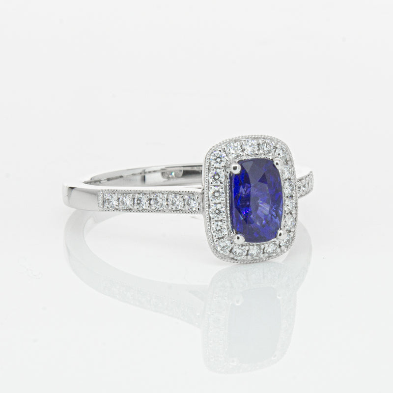 18ct White Gold 1.12ct Sapphire & Diamond Aria Ring-Ring-Walker & Hall