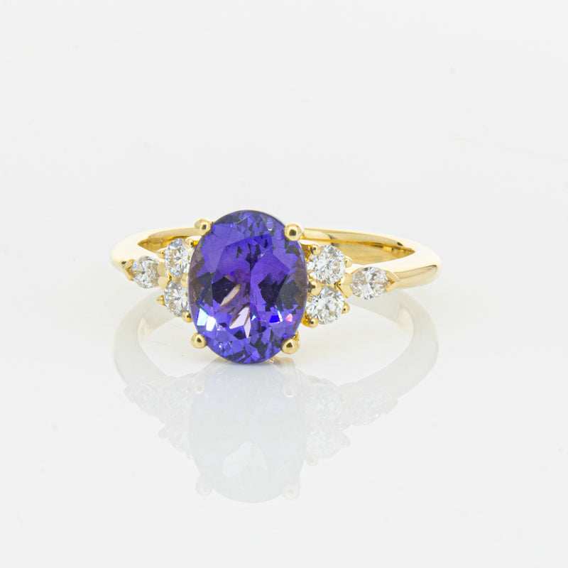 18ct Yellow Gold 2.19ct Tanzanite & Diamond Oriana Ring-Ring-Walker & Hall